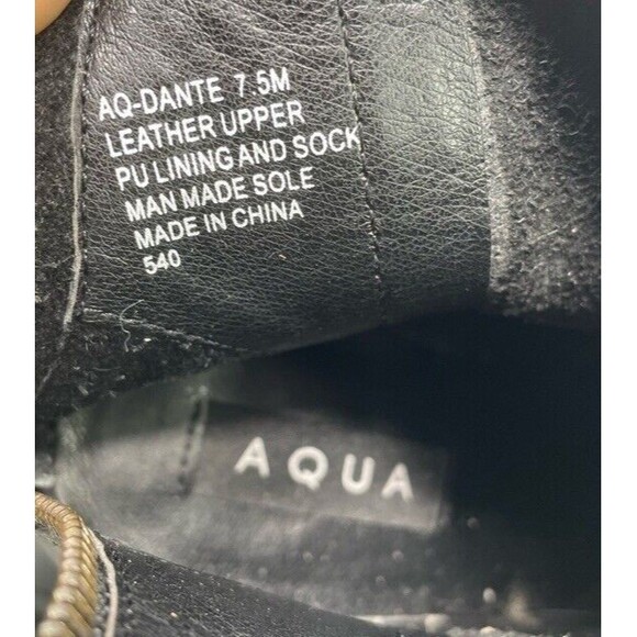 Aqua Dante Boots Black 7.5 Leather Almond Toe Ankle Fashion Fall Block Heel EUC - Picture 10 of 10